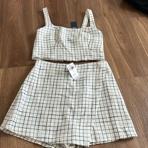 Abercrombie & Fitch Cream and Black Plaid Top